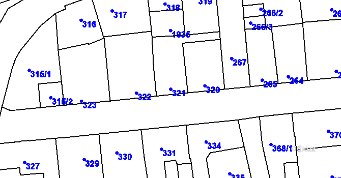 Parcela st. 321 v KÚ Motyčín, Katastrální mapa