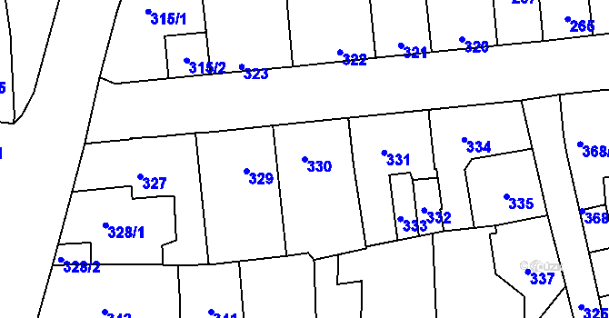 Parcela st. 330 v KÚ Motyčín, Katastrální mapa