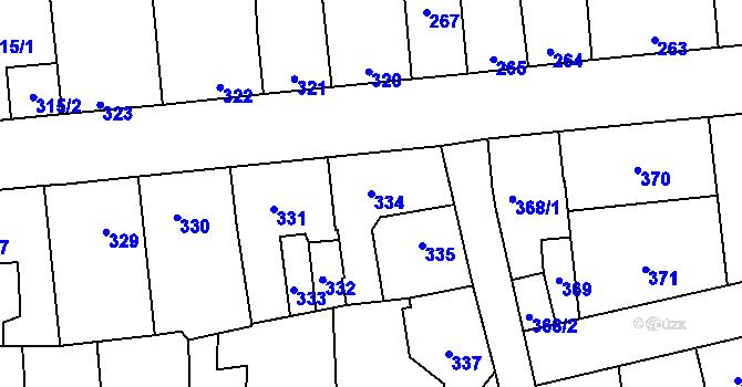 Parcela st. 334 v KÚ Motyčín, Katastrální mapa
