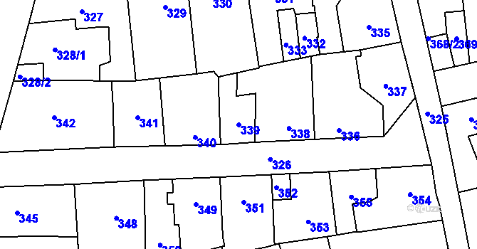Parcela st. 339 v KÚ Motyčín, Katastrální mapa