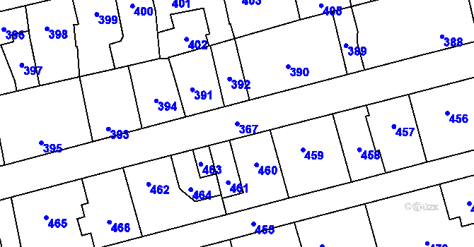 Parcela st. 367 v KÚ Motyčín, Katastrální mapa
