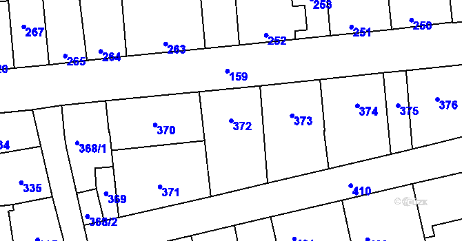 Parcela st. 372 v KÚ Motyčín, Katastrální mapa