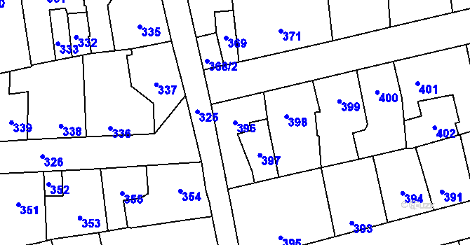 Parcela st. 396 v KÚ Motyčín, Katastrální mapa