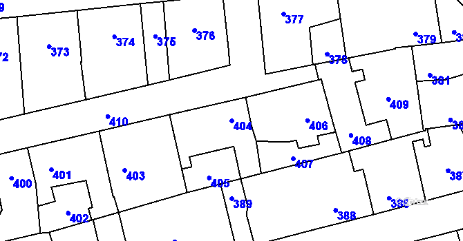 Parcela st. 404 v KÚ Motyčín, Katastrální mapa