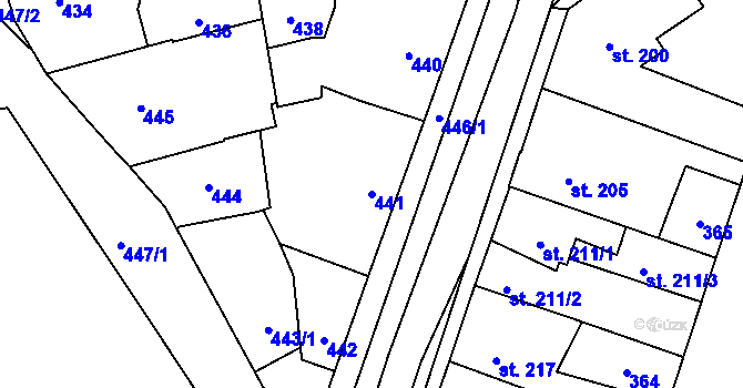 Parcela st. 441 v KÚ Motyčín, Katastrální mapa