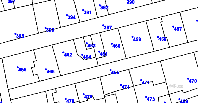Parcela st. 461 v KÚ Motyčín, Katastrální mapa