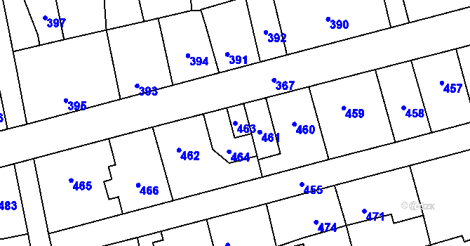Parcela st. 463 v KÚ Motyčín, Katastrální mapa