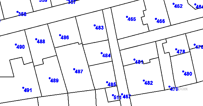 Parcela st. 484 v KÚ Motyčín, Katastrální mapa