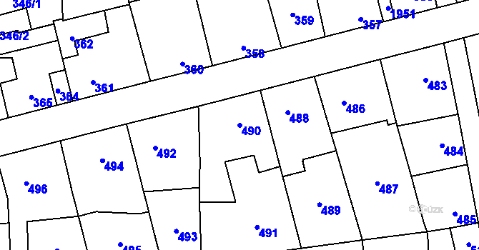 Parcela st. 490 v KÚ Motyčín, Katastrální mapa