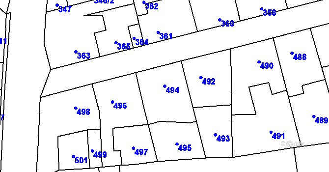 Parcela st. 494 v KÚ Motyčín, Katastrální mapa