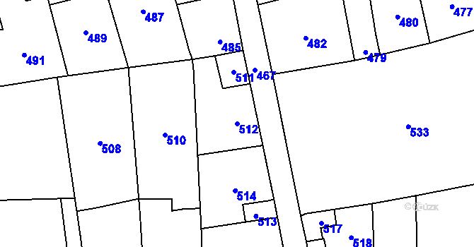 Parcela st. 512 v KÚ Motyčín, Katastrální mapa