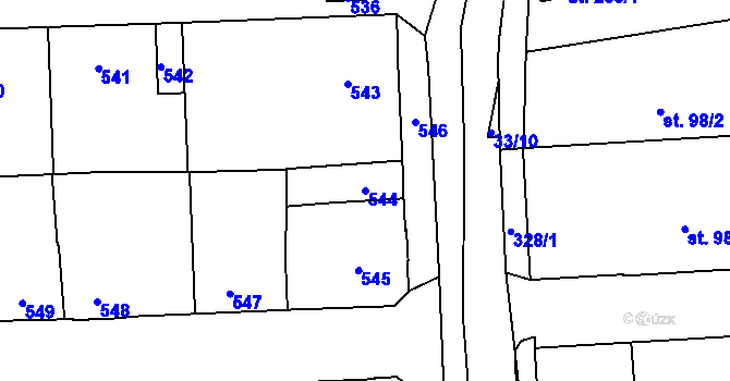 Parcela st. 544 v KÚ Motyčín, Katastrální mapa