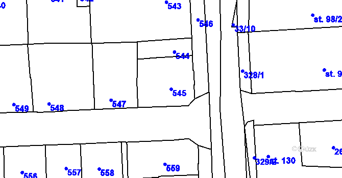 Parcela st. 545 v KÚ Motyčín, Katastrální mapa