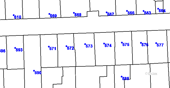 Parcela st. 573 v KÚ Motyčín, Katastrální mapa