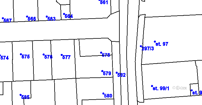 Parcela st. 578 v KÚ Motyčín, Katastrální mapa