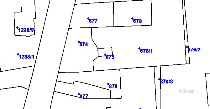 Parcela st. 675 v KÚ Motyčín, Katastrální mapa