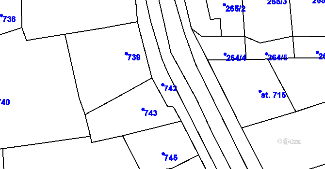 Parcela st. 742 v KÚ Motyčín, Katastrální mapa