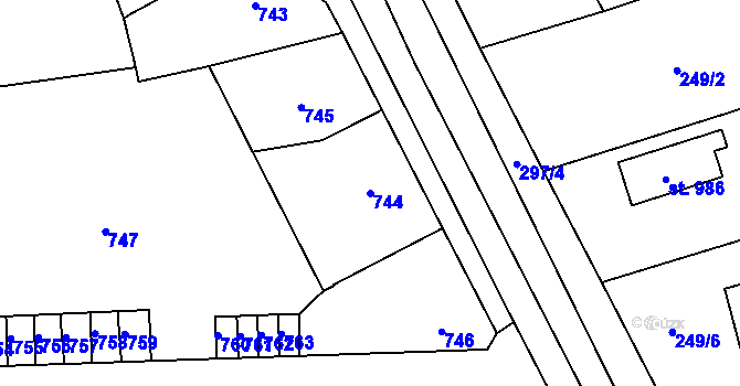 Parcela st. 744 v KÚ Motyčín, Katastrální mapa
