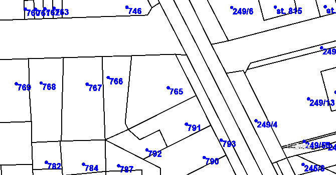 Parcela st. 765 v KÚ Motyčín, Katastrální mapa