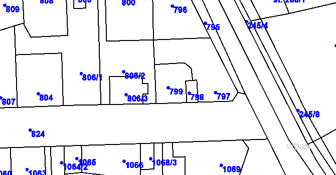 Parcela st. 799 v KÚ Motyčín, Katastrální mapa