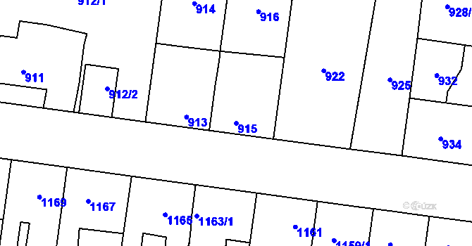 Parcela st. 915 v KÚ Motyčín, Katastrální mapa