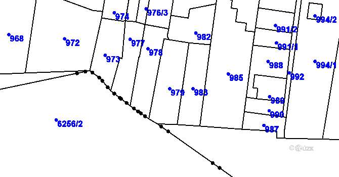 Parcela st. 979 v KÚ Motyčín, Katastrální mapa