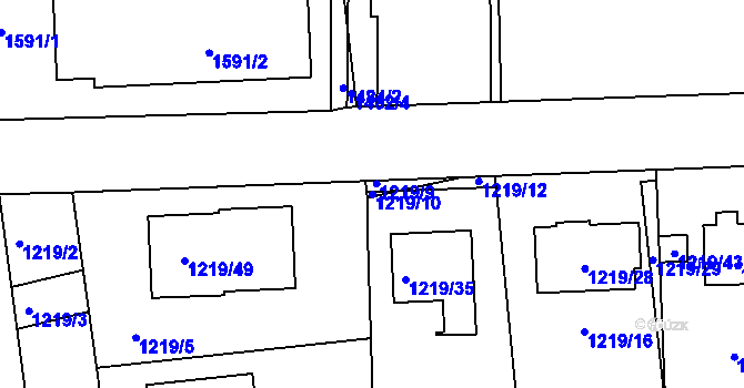 Parcela st. 1219/10 v KÚ Motyčín, Katastrální mapa