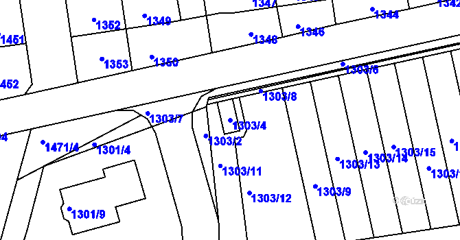 Parcela st. 1303/4 v KÚ Motyčín, Katastrální mapa