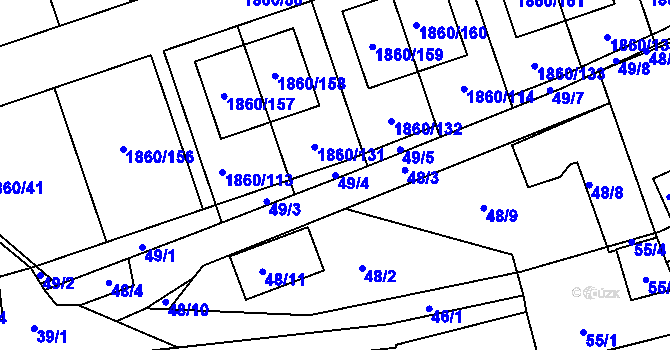 Parcela st. 49/4 v KÚ Motyčín, Katastrální mapa