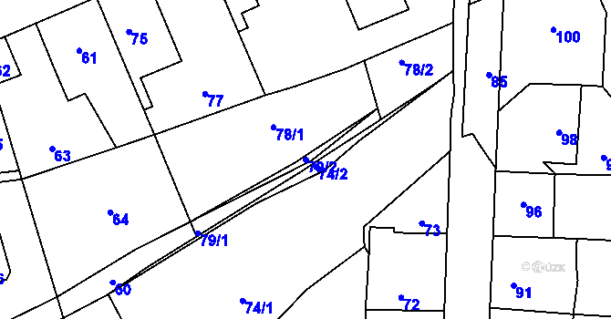 Parcela st. 79/2 v KÚ Motyčín, Katastrální mapa