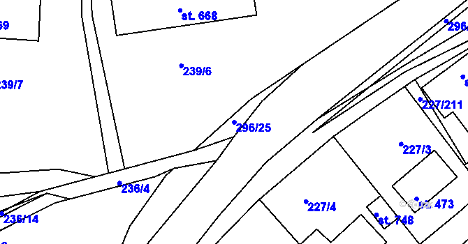 Parcela st. 296/25 v KÚ Hnidousy, Katastrální mapa