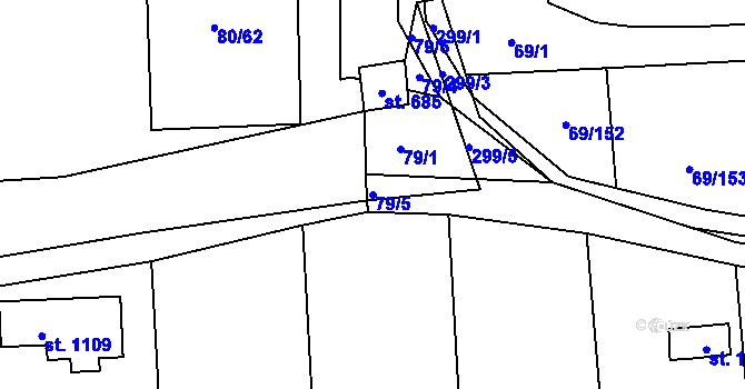 Parcela st. 79/5 v KÚ Hnidousy, Katastrální mapa
