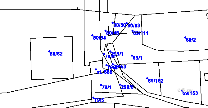 Parcela st. 79/6 v KÚ Hnidousy, Katastrální mapa