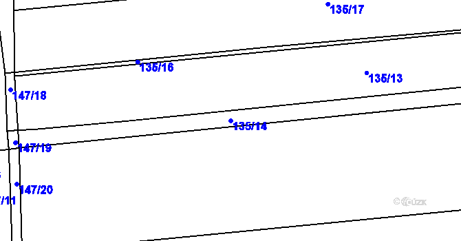 Parcela st. 135/14 v KÚ Hnidousy, Katastrální mapa