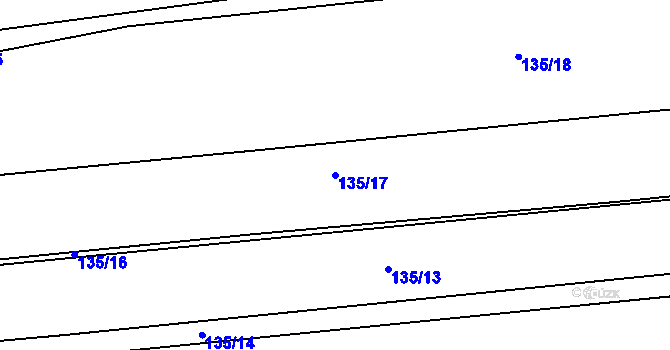 Parcela st. 135/17 v KÚ Hnidousy, Katastrální mapa