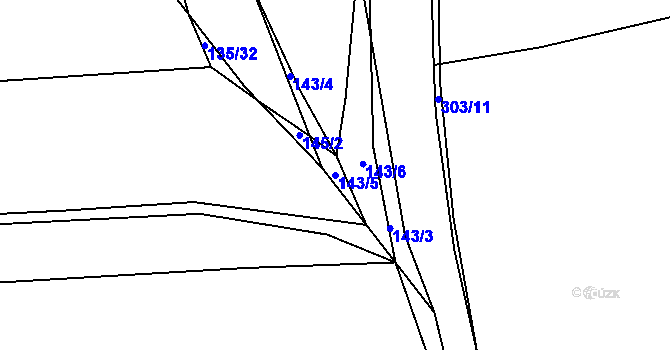 Parcela st. 143/5 v KÚ Hnidousy, Katastrální mapa