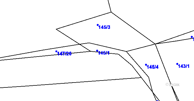 Parcela st. 145/1 v KÚ Hnidousy, Katastrální mapa