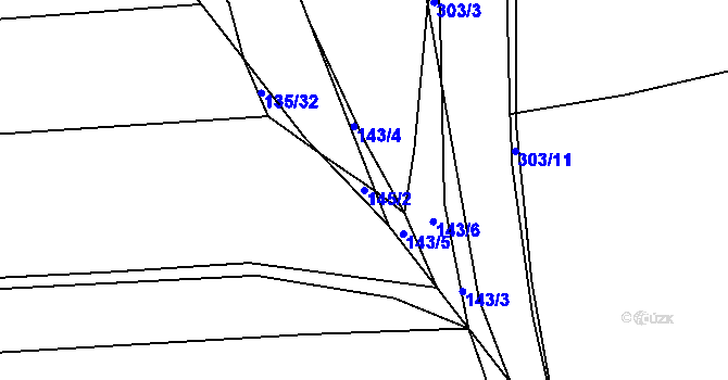 Parcela st. 145/2 v KÚ Hnidousy, Katastrální mapa