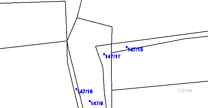 Parcela st. 147/17 v KÚ Hnidousy, Katastrální mapa