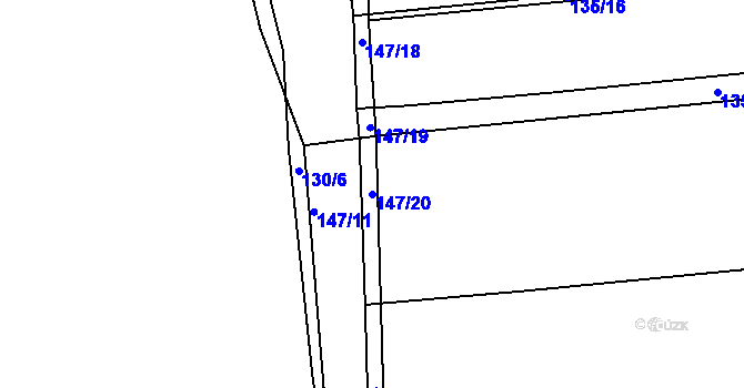 Parcela st. 147/20 v KÚ Hnidousy, Katastrální mapa
