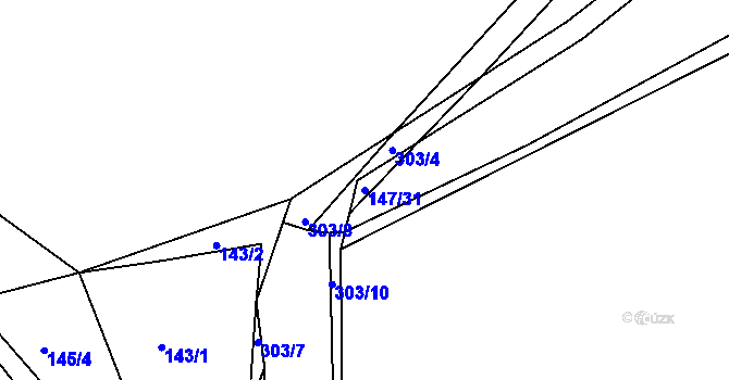 Parcela st. 147/31 v KÚ Hnidousy, Katastrální mapa