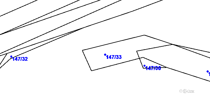 Parcela st. 147/33 v KÚ Hnidousy, Katastrální mapa
