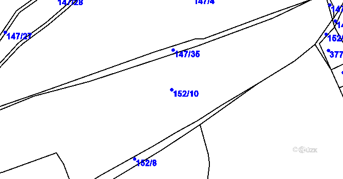 Parcela st. 152/10 v KÚ Hnidousy, Katastrální mapa