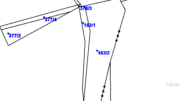 Parcela st. 163/2 v KÚ Hnidousy, Katastrální mapa