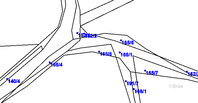 Parcela st. 165/5 v KÚ Hnidousy, Katastrální mapa