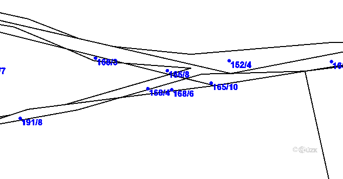 Parcela st. 168/6 v KÚ Hnidousy, Katastrální mapa
