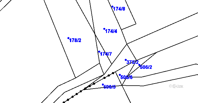 Parcela st. 174/7 v KÚ Hnidousy, Katastrální mapa