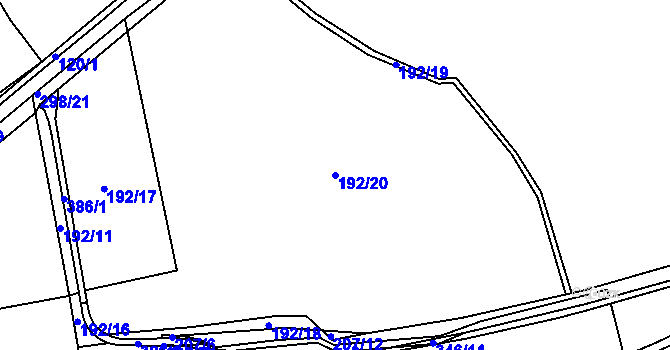 Parcela st. 192/20 v KÚ Hnidousy, Katastrální mapa