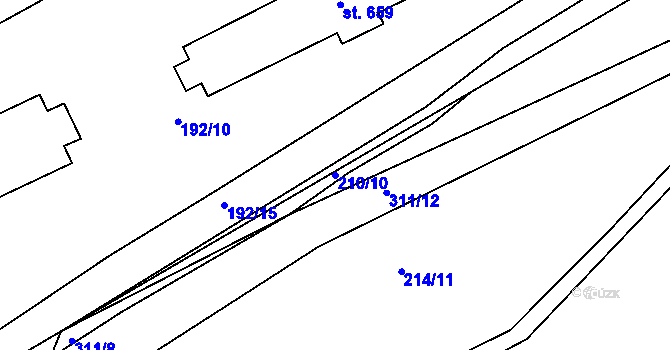 Parcela st. 210/10 v KÚ Hnidousy, Katastrální mapa