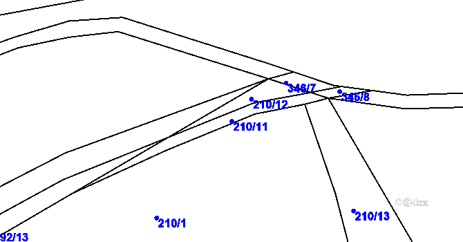 Parcela st. 210/11 v KÚ Hnidousy, Katastrální mapa